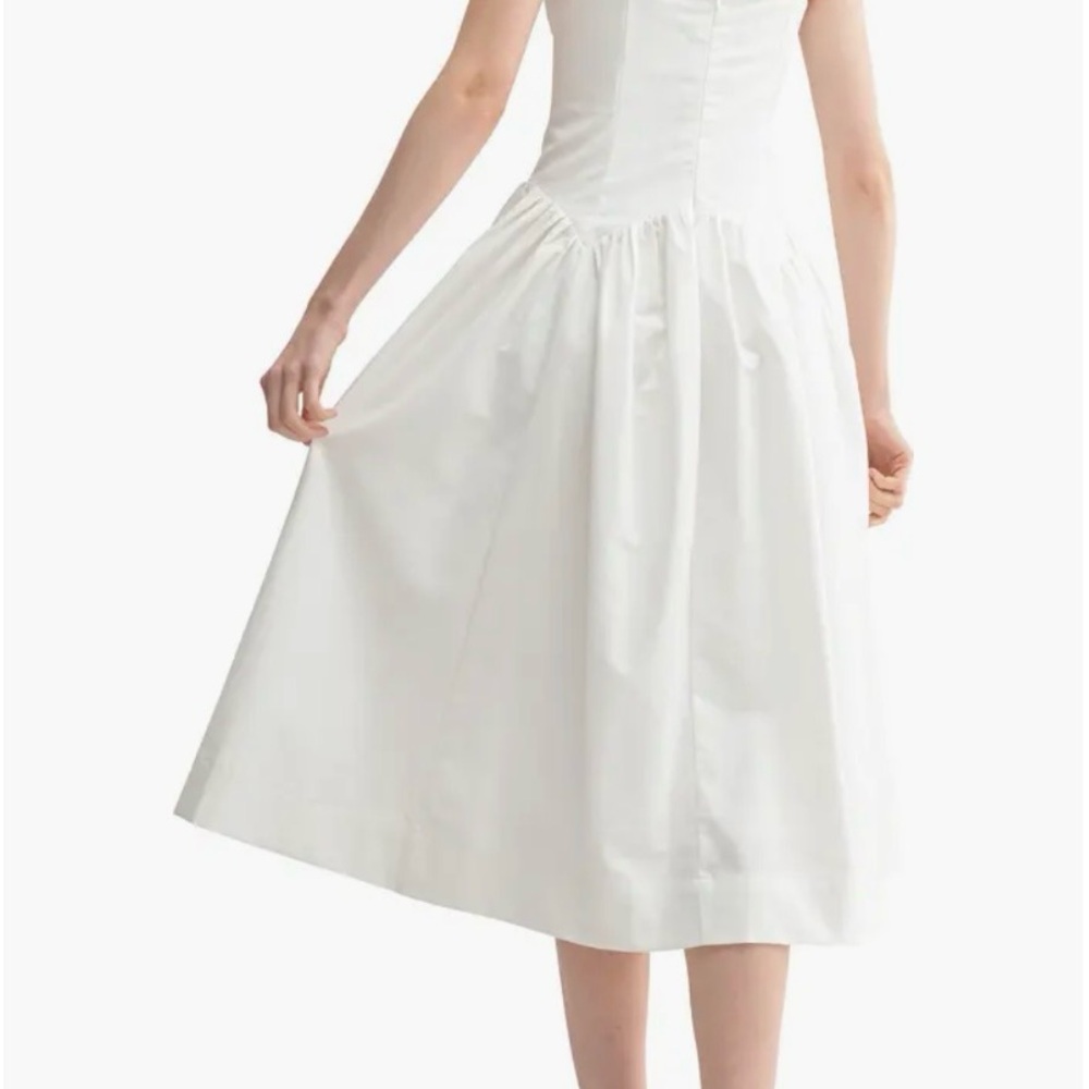 All in Favor Drop Waist Cotton Linen Midi Dress